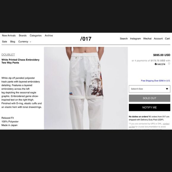 DOUBLET RARE $695 JAPAN Streetwear Printed Chaos Embroidery Two Way Pants Blue M - Picture 15 of 15